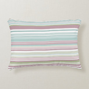 Pink, Aqua, mint, spring rain and mauve stripes Decorative Cushion