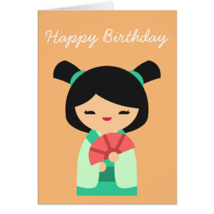 Pink aqua peach Kokeshi Japanese dolls