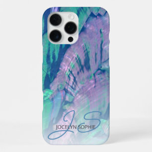 Pink Aqua Turquoise Blue Abalone Shell Pattern iPhone 16 Pro Max Case