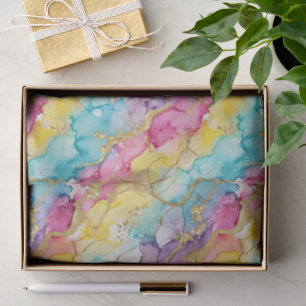 Pink Aqua Turquoise Yellow Purple Gold Marble Tissue Paper