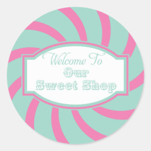 Pink Aqua Welcome to Our sweet shop Sticker