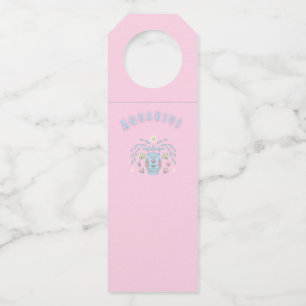 Pink Aquarius, zodiac, star sign print Bottle Tag