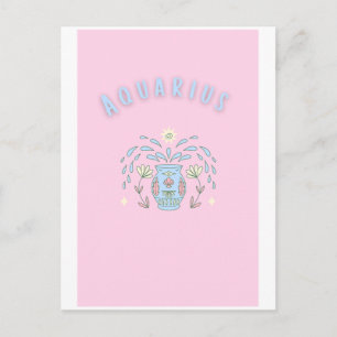 Pink Aquarius, zodiac, star sign print Postcard