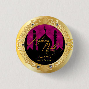 Pink Arabain Nights Party, 1 Inch Round Button