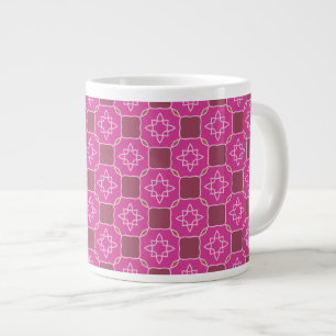 Pink Arabesque Star Floral Seamless Pattern Large Coffee Mug