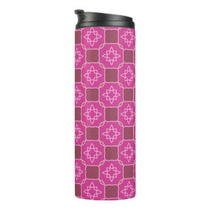 Pink Arabesque Star Floral Seamless Pattern Thermal Tumbler
