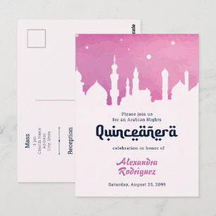 Pink Arabian Nights Watercolor Quinceañera Postcard