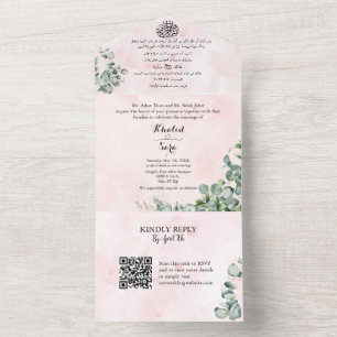 Pink Arabic & English All in One Wedding Invite