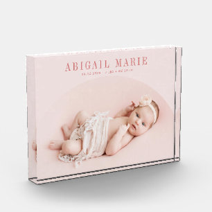 Pink Arch Baby Photo Keepsake  Block