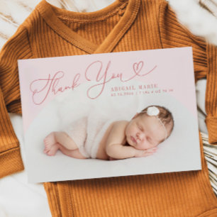 Pink Arch Frame Thank Yoy Birth Announcement