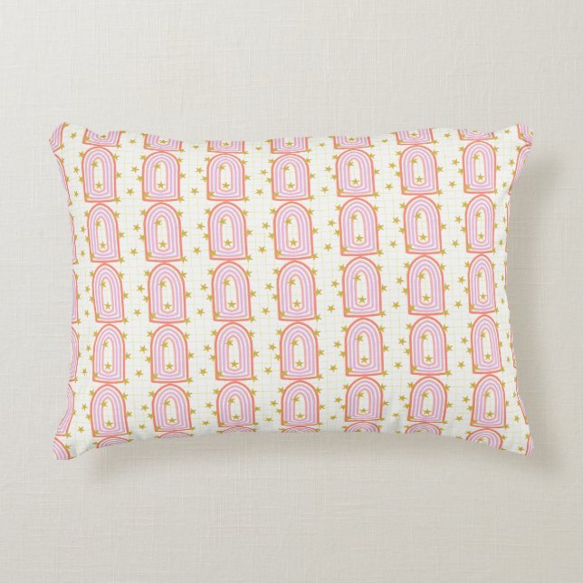 Pink Arch Gold Star Maximalist Pillow (Front)
