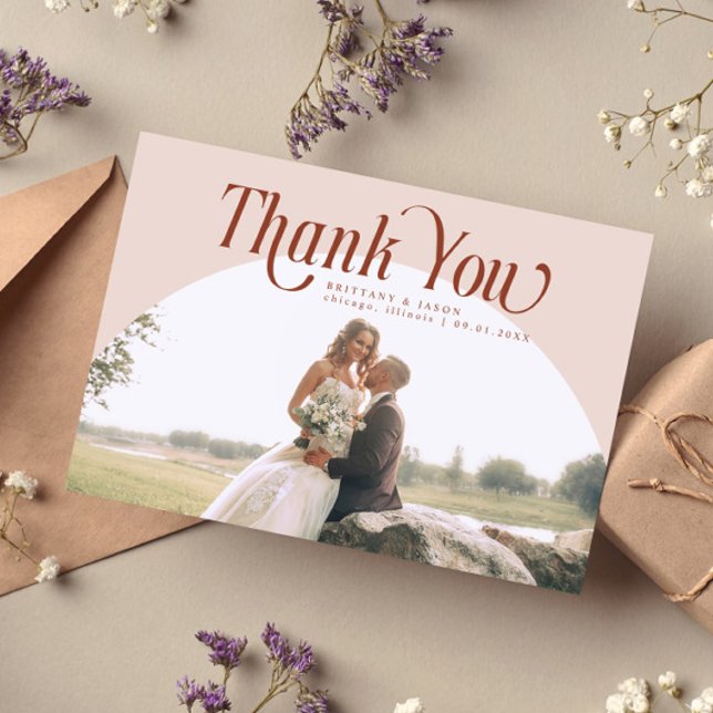 Pink Arch Wedding Thank you Card (Creator Uploaded)
