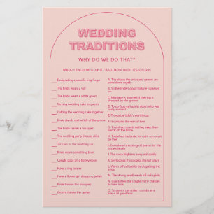 Pink arch wedding traditions bridal shower game flyer