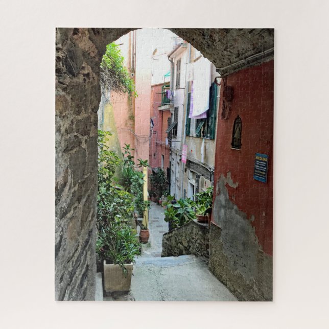 Pink Arched Doorway to Vernazza Italy Jigsaw Puzzle (Vertical)