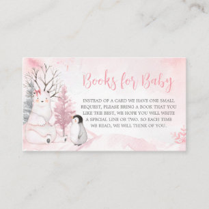 Pink Arctic Animals Baby Shower Books for Baby Enclosure Card
