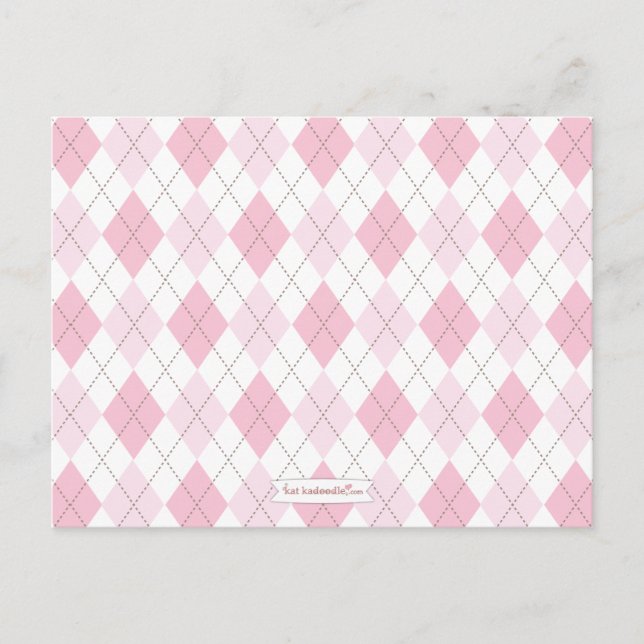 Pink Argyle Baby Shower Advice for Mummy to Be (Front)