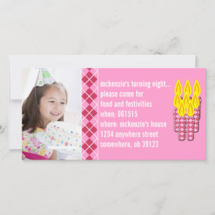 Pink Argyle Birthdy Photo Invitation