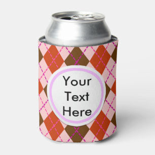Pink Argyle Can Cooler