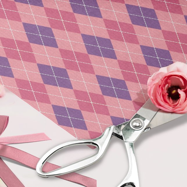 Pink Argyle Diamond Shape Knitwear Print Decoupage Tissue Paper (Creator Uploaded)