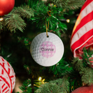 Pink Argyle Golf Lover Personalised Ornament