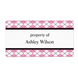 Pink Argyle Labels