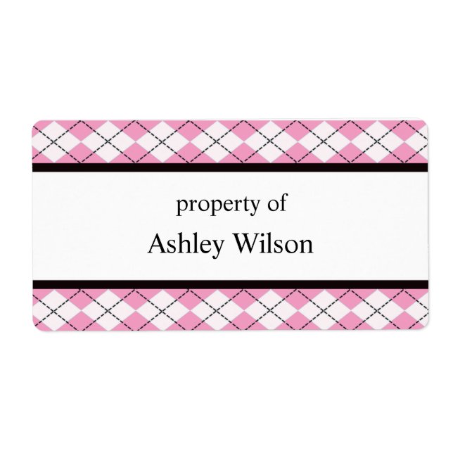 Pink Argyle Labels (Front)