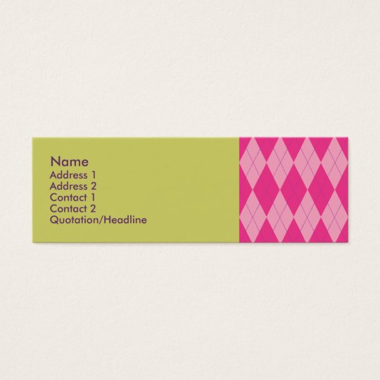 Pink Argyle Mini Business Card