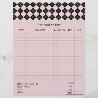 Pink Argyle Order Form