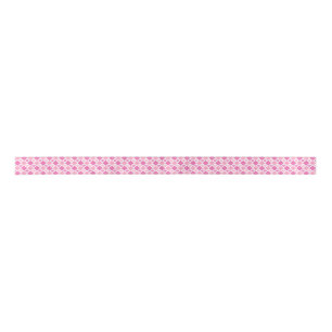 Pink Argyle Paw Print Pattern Satin Ribbon