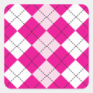 Pink Argyle Square Sticker