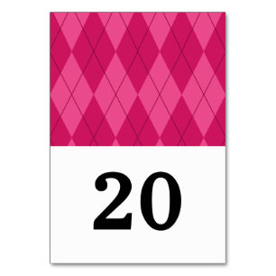 Pink Argyle Wedding Table Card
