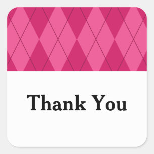 Pink Argyle Wedding Thank You Stickers