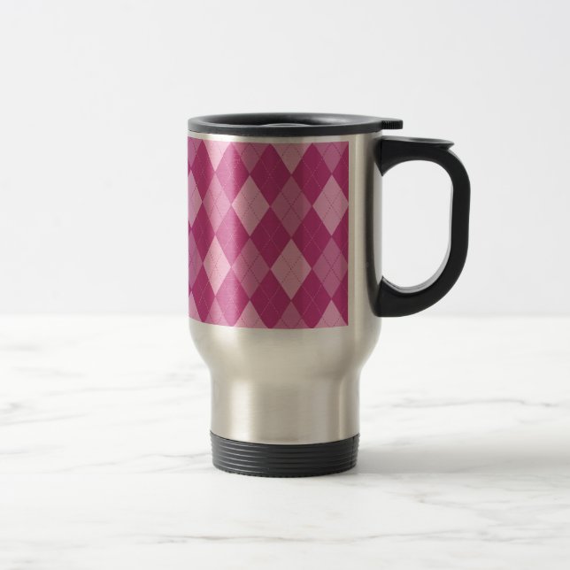 Pink Argyll Travel Mug (Right)