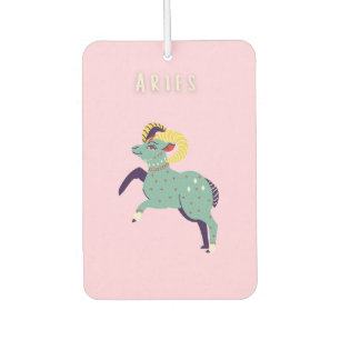 Pink Aries, zodiac, star sign print Car Air Freshener