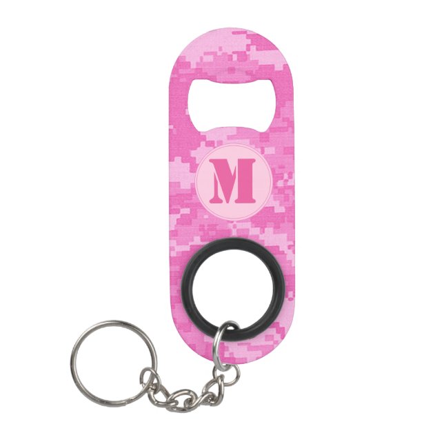 Pink ARMY ACU Camo Bottle Cap Opener Keychain (Front)