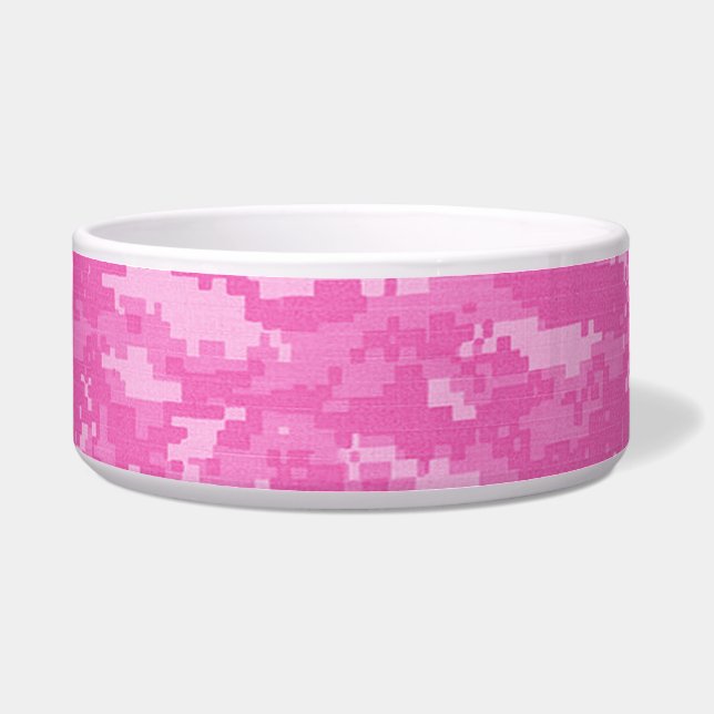 Pink ARMY ACU Camo Camouflage Dog Pet Food Bowl (Front)