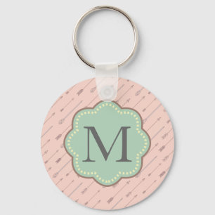 Pink Arrows Monogram Key Ring
