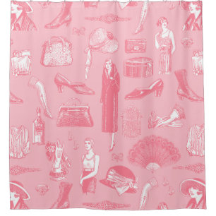 pink art deco 1920s flapper glamour feminine  shower curtain