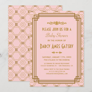 Pink Art Deco Baby Shower Invites