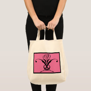 Pink Art Deco Black Flourish Rose Tote Bag