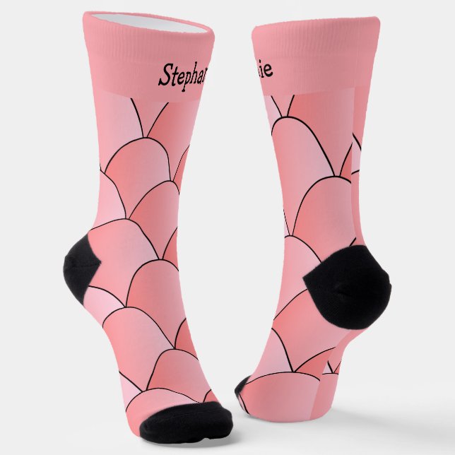 Pink Art Deco Design Socks (Angled)