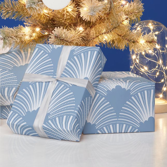 Pink art-deco pattern on white background wrapping paper (Holidays)