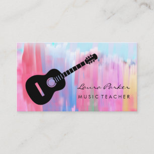 Pink Art Music Teacher Guitar Player instrument Business Card