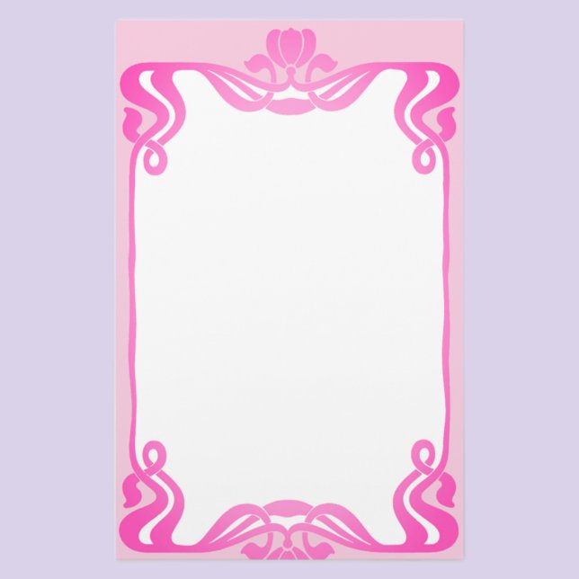 Pink Art Nouveau Border Stationary Stationery (Creator Uploaded)