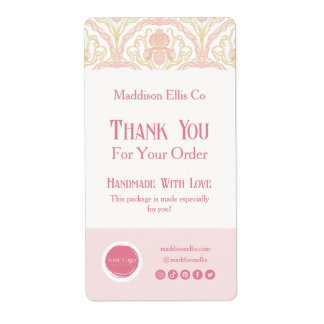 Pink Art Nouveau Elegant Floral Thank You Shipping