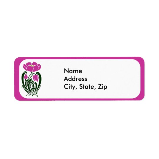 Pink Art Nouveau Flower Return Address Label