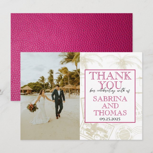 Pink Aruba  Thank You Card (Front/Back)