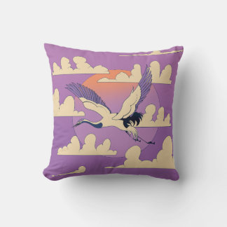 Pink Asian Crane Bird Cushion