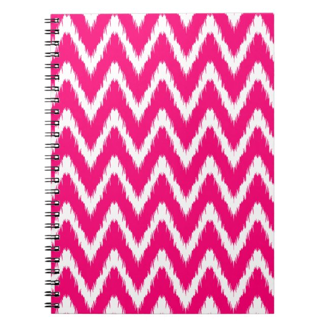 Pink Asian Moods Ikat Chevrons Notebook (Front)