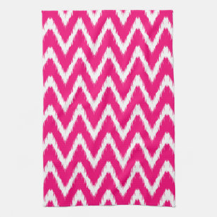 Pink Asian Moods Ikat Chevrons Tea Towel